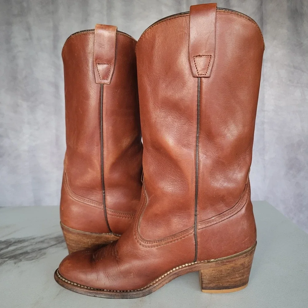 Size 6 M Vintage Wolverine Block Heel Western Boots Women's Tall